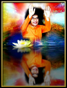 sathya-sai-baba-blessing-shadow in the water